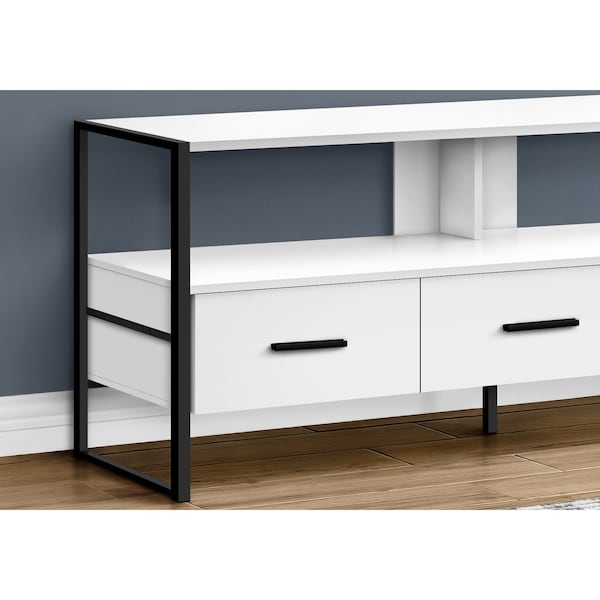 Tv Stand, 48 Inch, Console, Storage Drawers, Living Room, Bedroom, Laminate, White